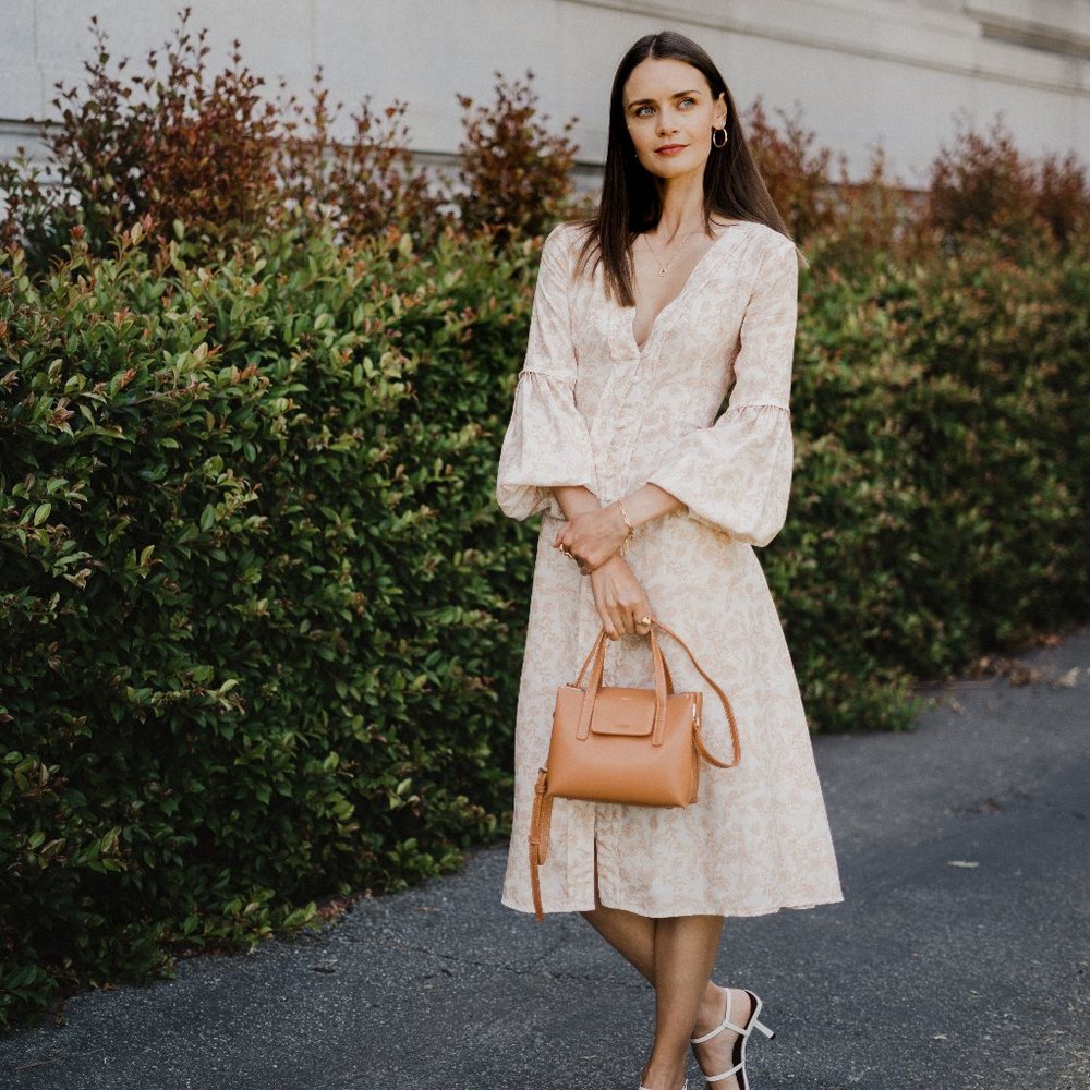 😍 Stella Mini Satchel Bag - Genuine Leather - Pale Rose - Picture 12 of 14